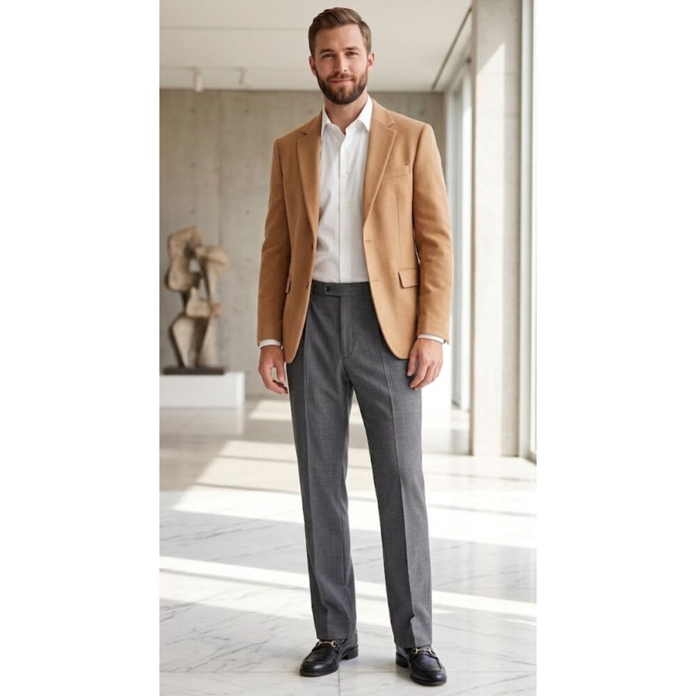 New Roundtree Yorke Herringbone Classic Fit Pleated Pants Men's Size 40 x 32